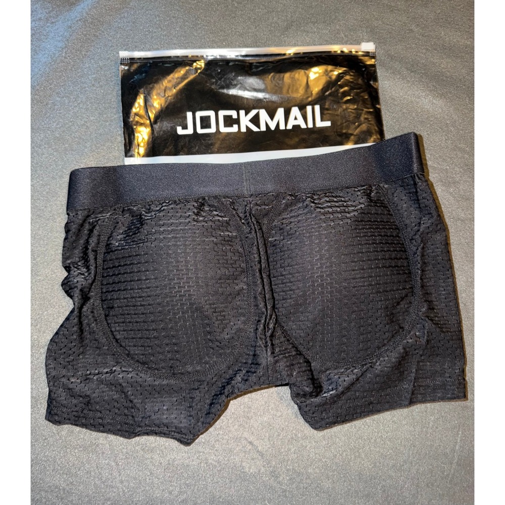 JOCKMAIL Mens Padded Butt Enhancer Boxer Briefs Black Mesh Underwear Size M NEW - Picture 2 of 3